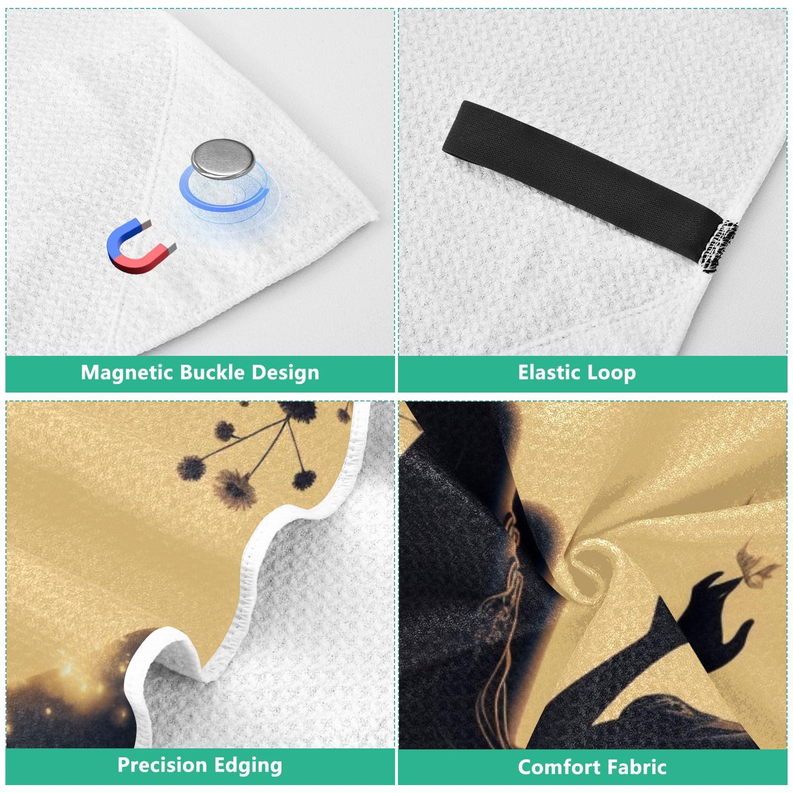 Grandes serviettes de plage avec sacs en maille pour adultes, fée avec papillons, serviette de bain avec fermeture magnétique, anti-sable, serviette absorbante à séchage rapide pour piscine