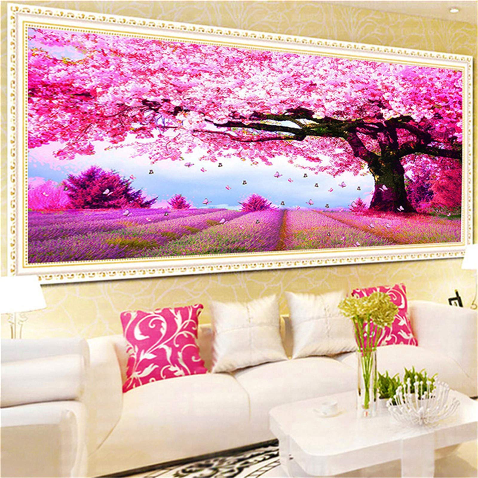 DIY 5D Diamante Pintura Bordado Kits Completo Cerezo Large Size Mosaico Diamond Painting Adultos/Niños Rhinestone Punto de Cruz Diamante Arte Artesanía Casa Decor de La Pared -Round Drill,20x60inch