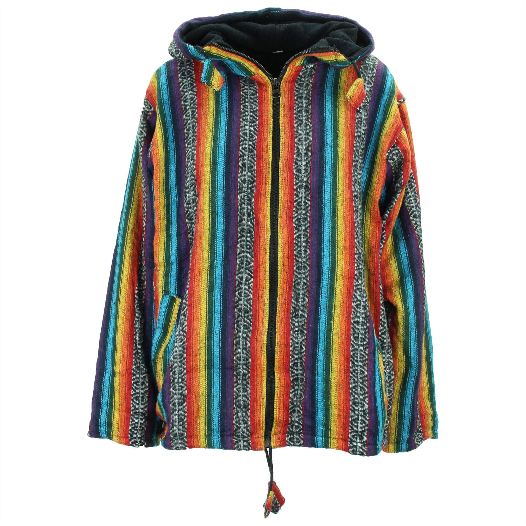 TPF Brushed Cotton Lined Hooded Jacket Zip Up Cardigan - Rainbow - XXL