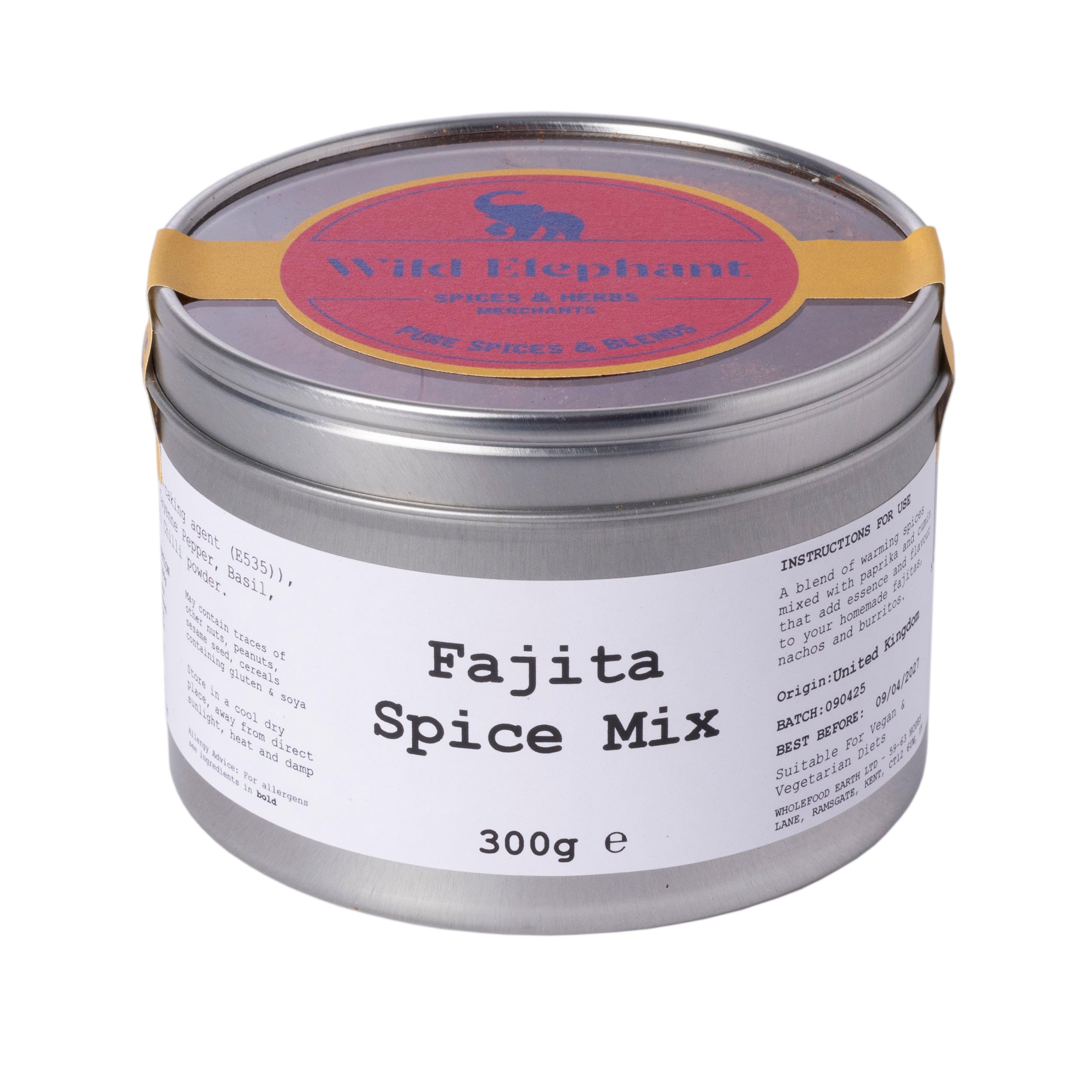 Wild Elephant Fajita Spice Mix 300g - Smoky Mexican Seasoning, No Artificial Flavours - For Fajitas, Tacos & Burritos - Made in UK