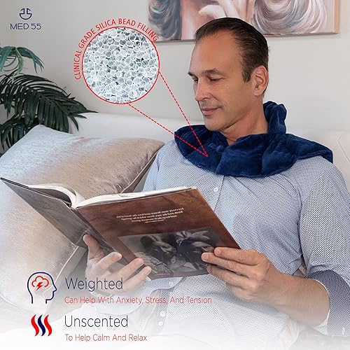 Miniatura 3 de Envoltura para cuello y hombros Compresión pesada para microondas caliente y frío Almohadilla térmica húmeda y bolsa de hielo para lesiones