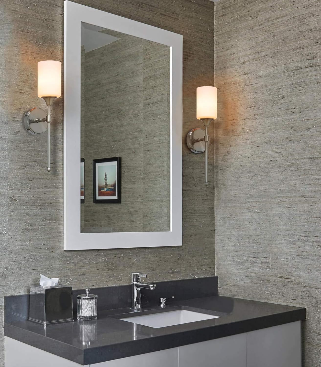 One-Day Sale: Up to 70% Off XiNBEi Lighting Wall Light 1 Light Wall Sconce with Glass in Brushed Nickel, Classic Bath Sconce Vanity for Bathroom Bedroom & Living Room 2 Pack XB-W1216-2BN