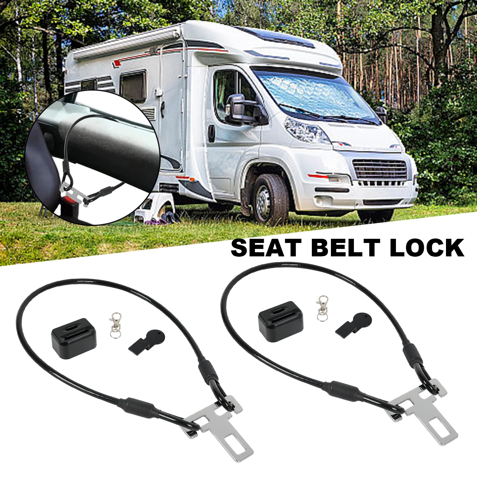 Lot de 2 serrures antivol de 60 cm - Protection anti-effraction - Protection anti-effraction - Serrure de porte coulissante pour caravanes, camping-cars, camionnettes, véhicules utilitaires (B)