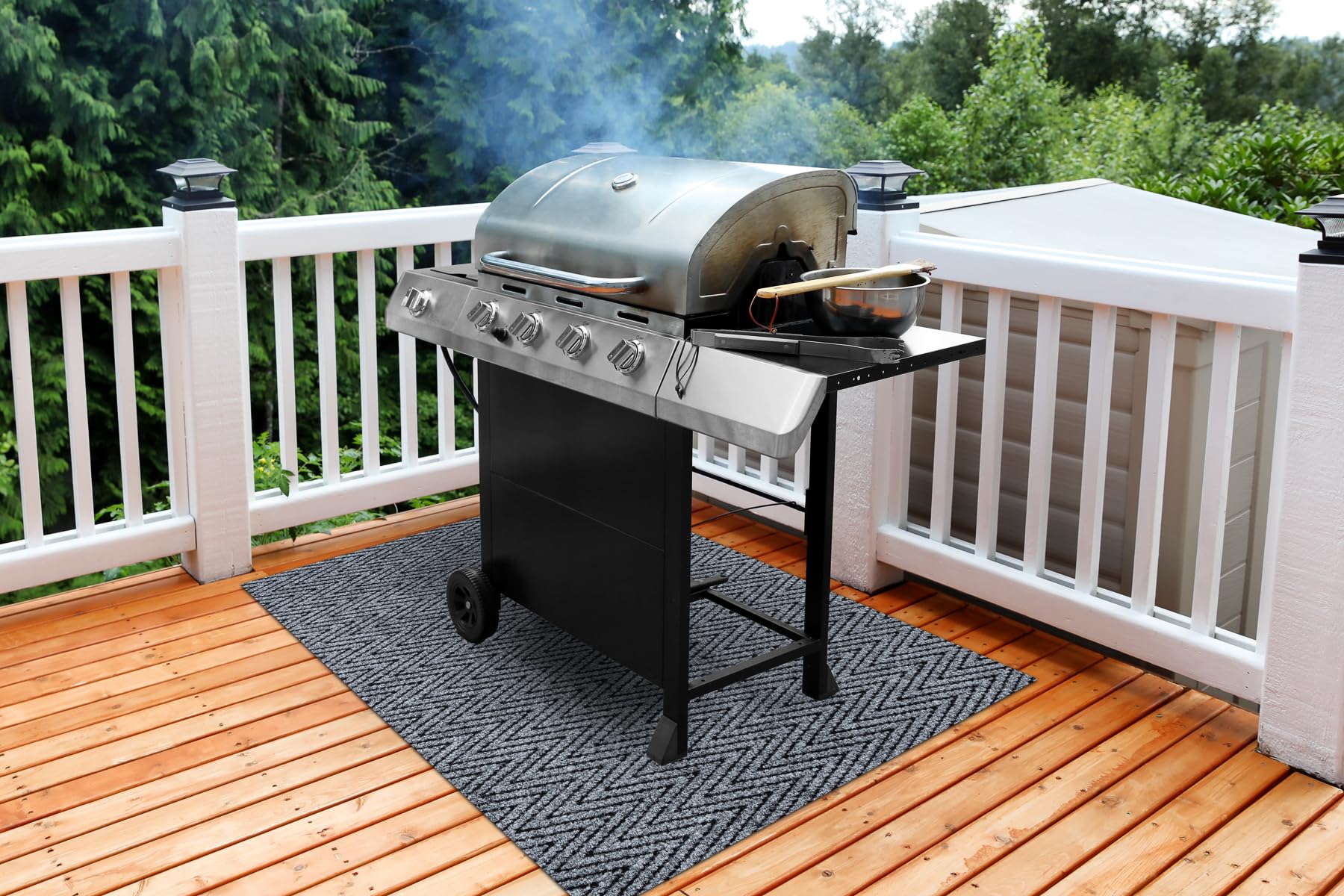 MAGNUS Tappeto di protezione per barbecue terrazza grigio 140x200 cm