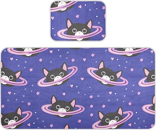 Space Cats Crib Mattress Protector Cooling Mattress Topper Mini Crib Mattres Pad Cover Play Mat Ice Silk Cooling Pad & Pillow Washable & Breathable