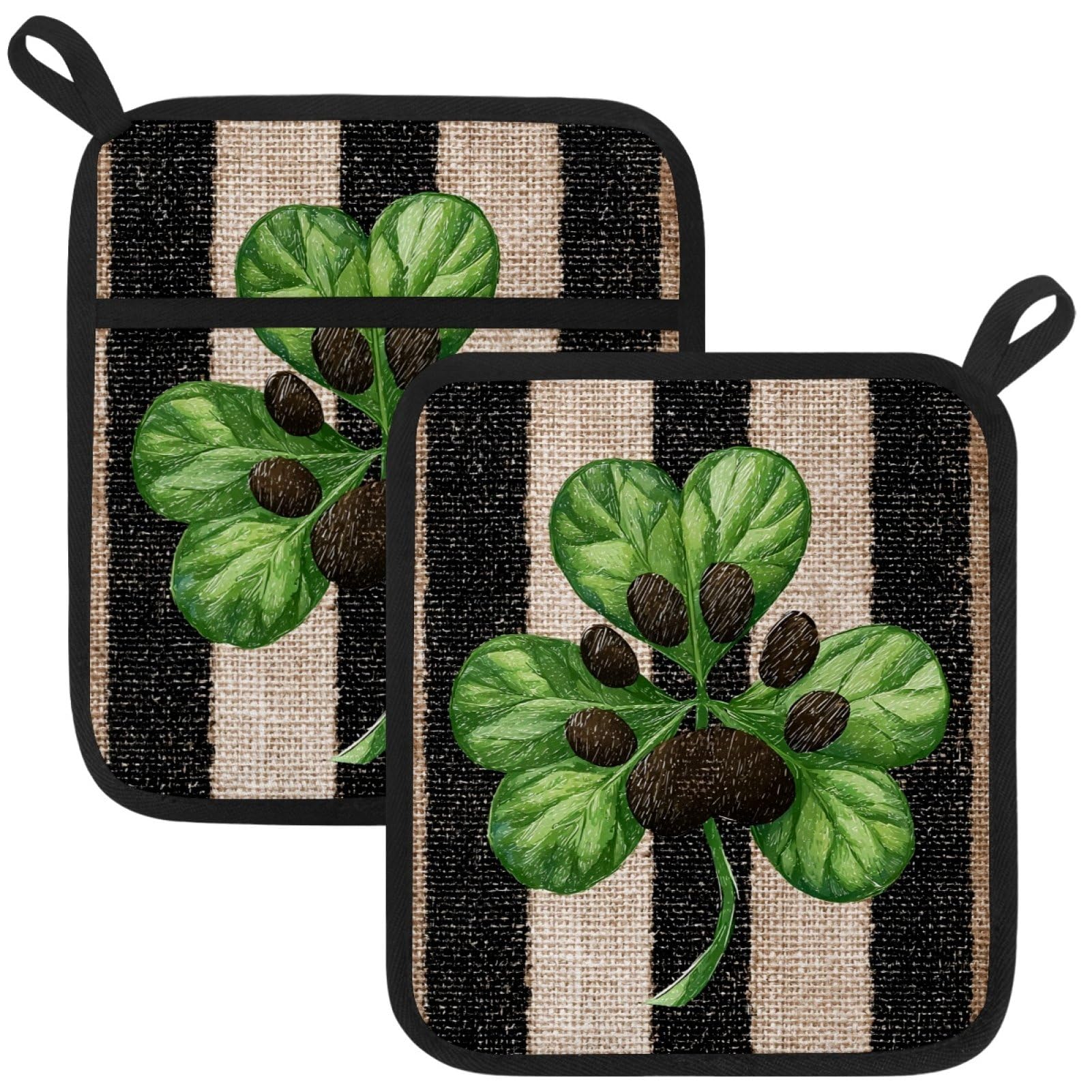 VAPOKF Clovers Kitchen Hot Pot Holder, Pot Holders Heat Resistant Pot Holder with Pocket Heat Resistant Trivets for Hot Pans Cotton Pot Mitts for Kitchen Cooking Baking