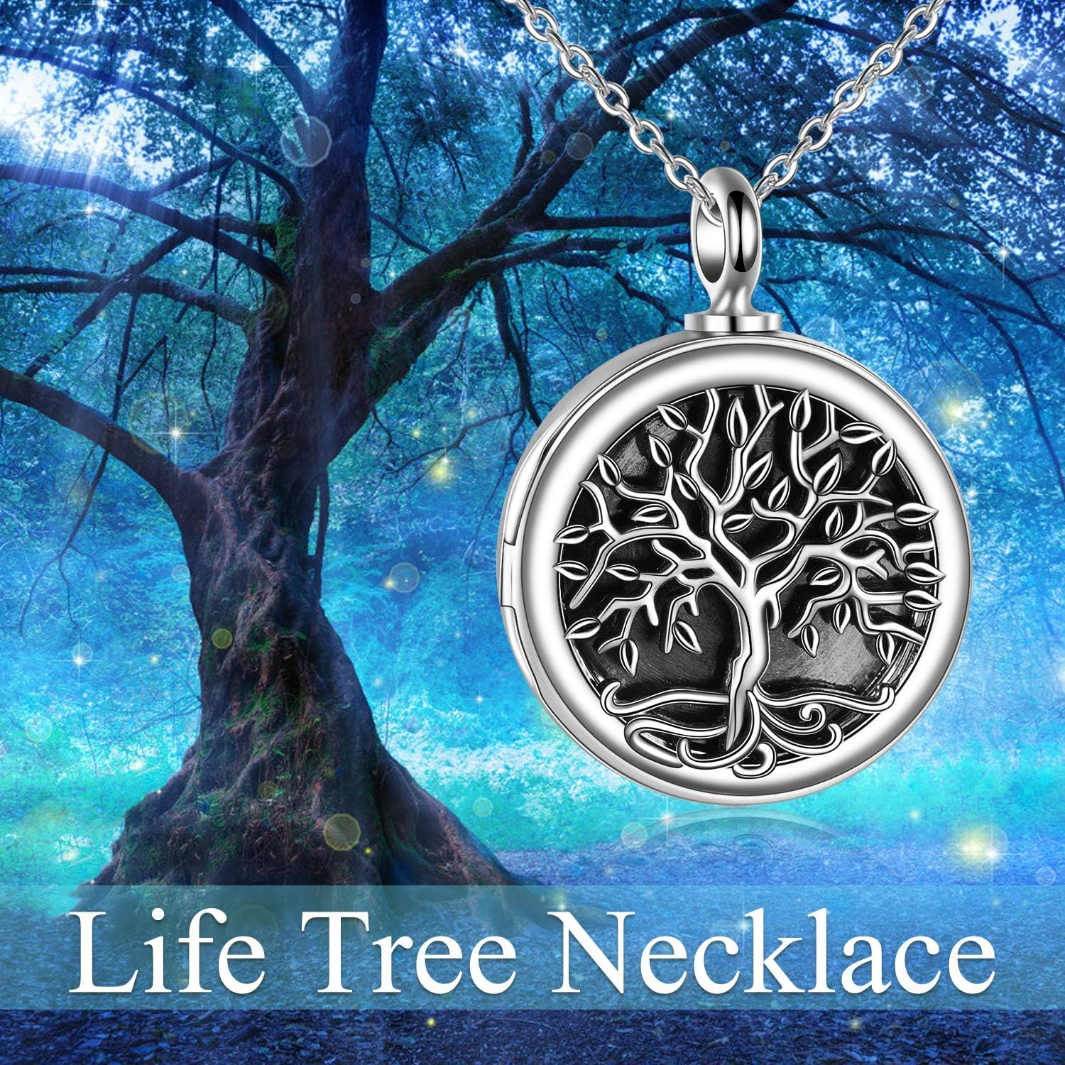 ONEFINITY Cremation Urn Necklace for Ashes Sterling Silver Tree of Life Locket Necklace That Holds Pictures Cremation Keepsake Memorial Ash Jewelry for Women Men - Image 5