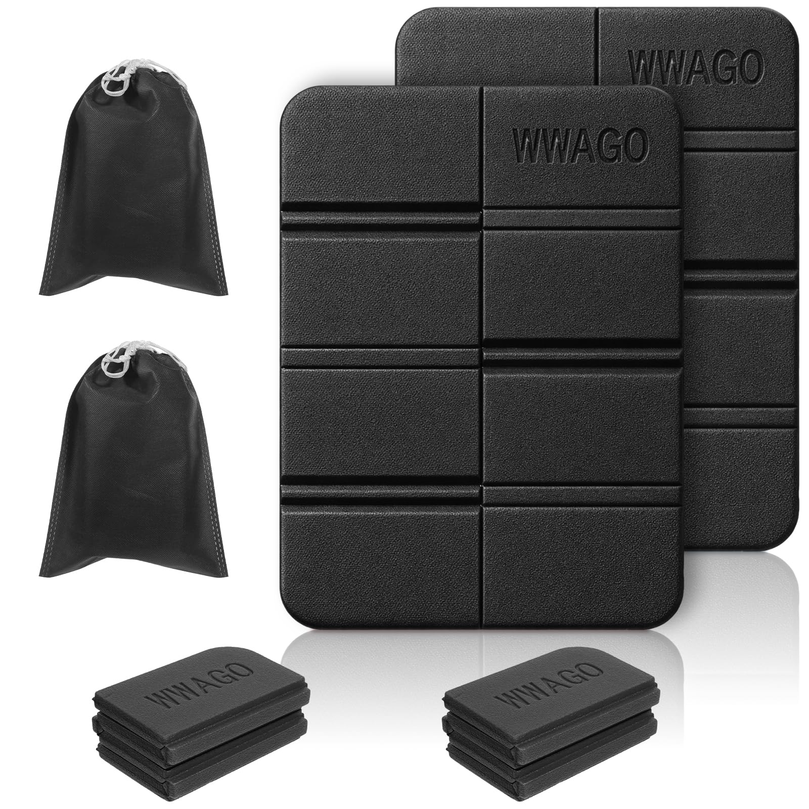 TIESOME 2Pcs Folding Foam Sit Mat, Black Waterproof Camping Cushion Seat Thermally Insulated Portable Seat Mat for Outdoor Camping Park Picnic Hiking Playground