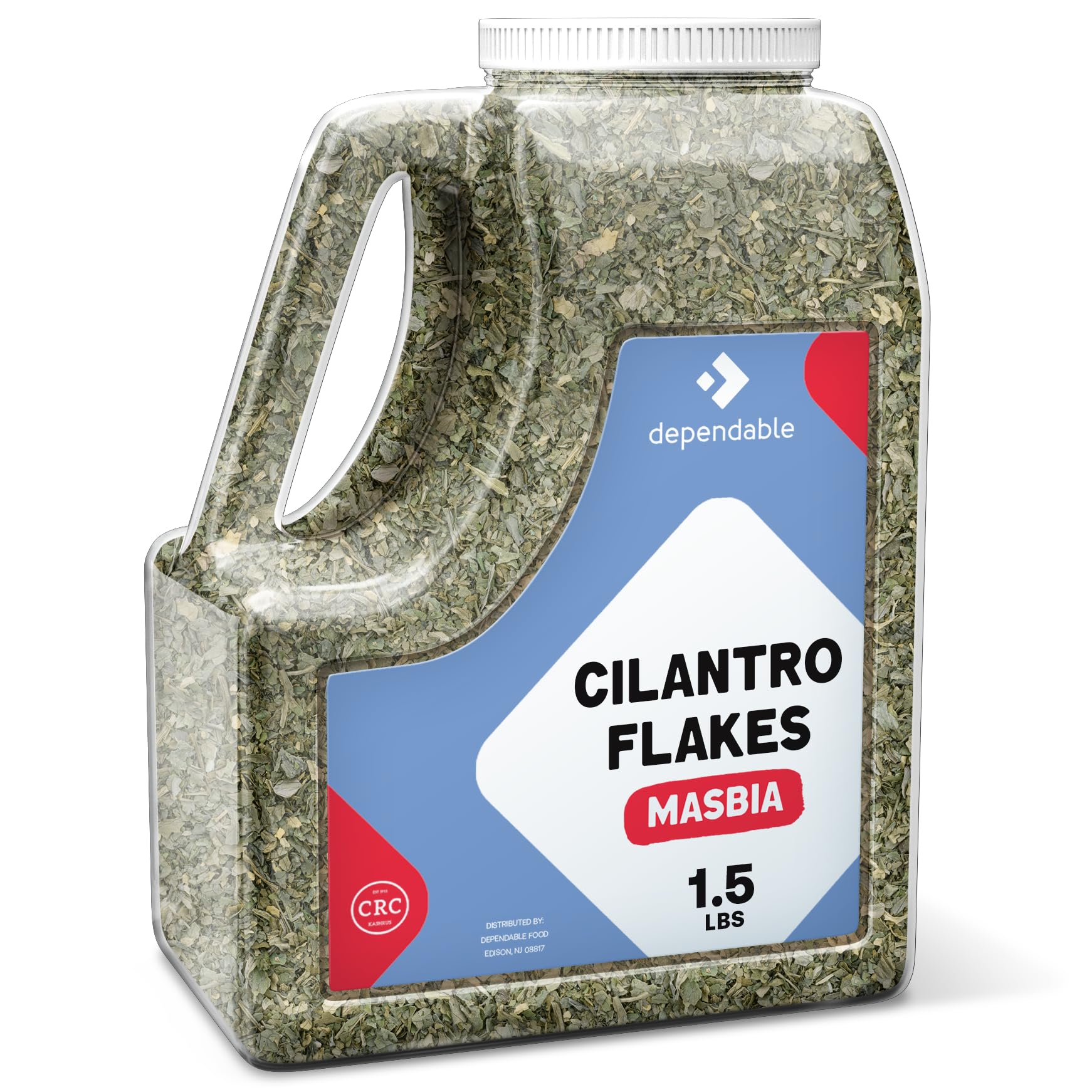 Dependable Food Cilantro Flakes - 1.5 lb. Resealable Bulk Jug, Natural 100% Dried Cilantro Seasoning, Additive-Free, Non-GMO, Salt-Free, Allergen-Free, Kosher Herb for Cooking and Garnishing