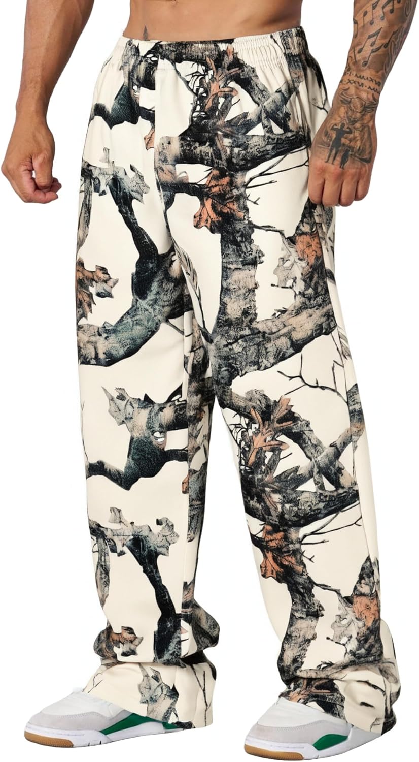 DIOTSR Mens Baggy Pants Athletic Graphic Print Joggers Workout Streetwear Sweatpants with Pockets