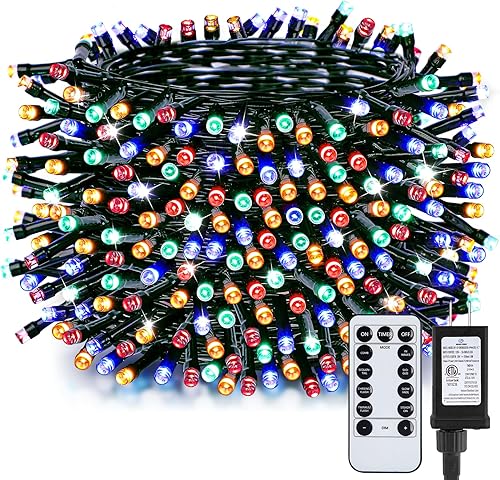 Miniatura 15 de Minetom Luces de Navidad, 128 pies 400 LED Luces de Árbol de Navidad para Exteriores con Control Remoto, 8 Modos Luces de Cadena Plug-in Mini Luces