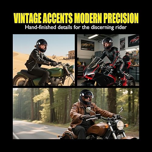 Miniatura 7 de DOT - Casco de motocicleta retro vintage de cara completa, diseño clásico para hombres y mujeres, ligero, resistente al viento, ventilación Cafe