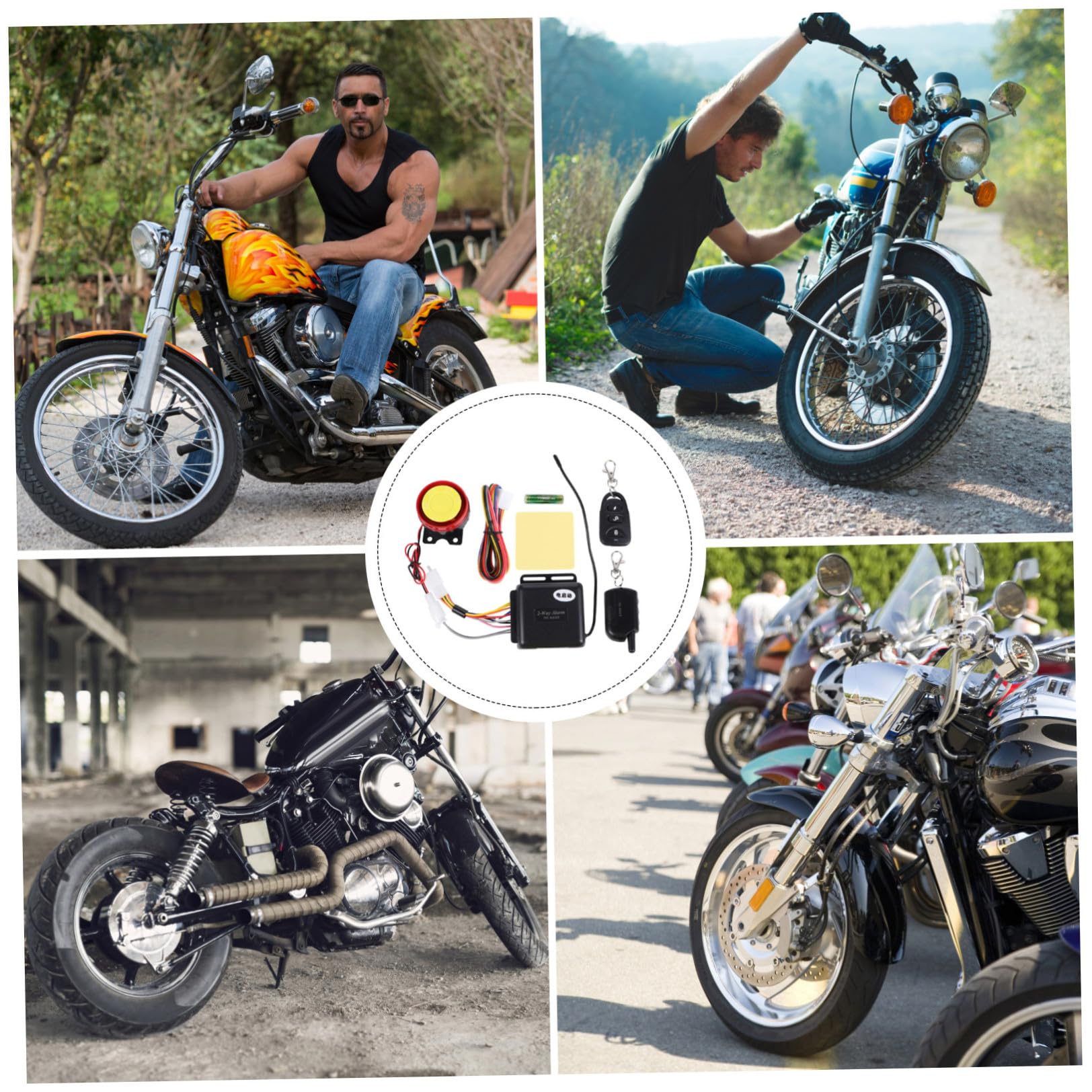 Mobestech 1zestaw Szt System Alarmowy Do Motocykli z Pilotem Zabezpieczenie Przed Kradzieżą z Regulacją Czułości Funkcja Automatycznego Uruchamiania Wyłączania