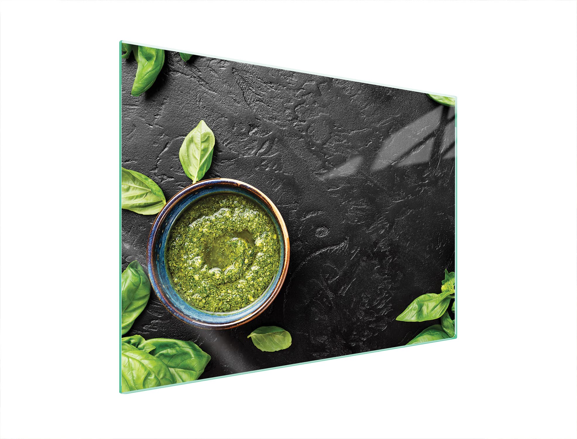 Placa protectora de vitrocerámica 70 x 52 cm 1 pieza cocina eléctrica universal para inducción protección contra salpicaduras tabla de cortar de vidrio templado como decoración, ALBAHACA