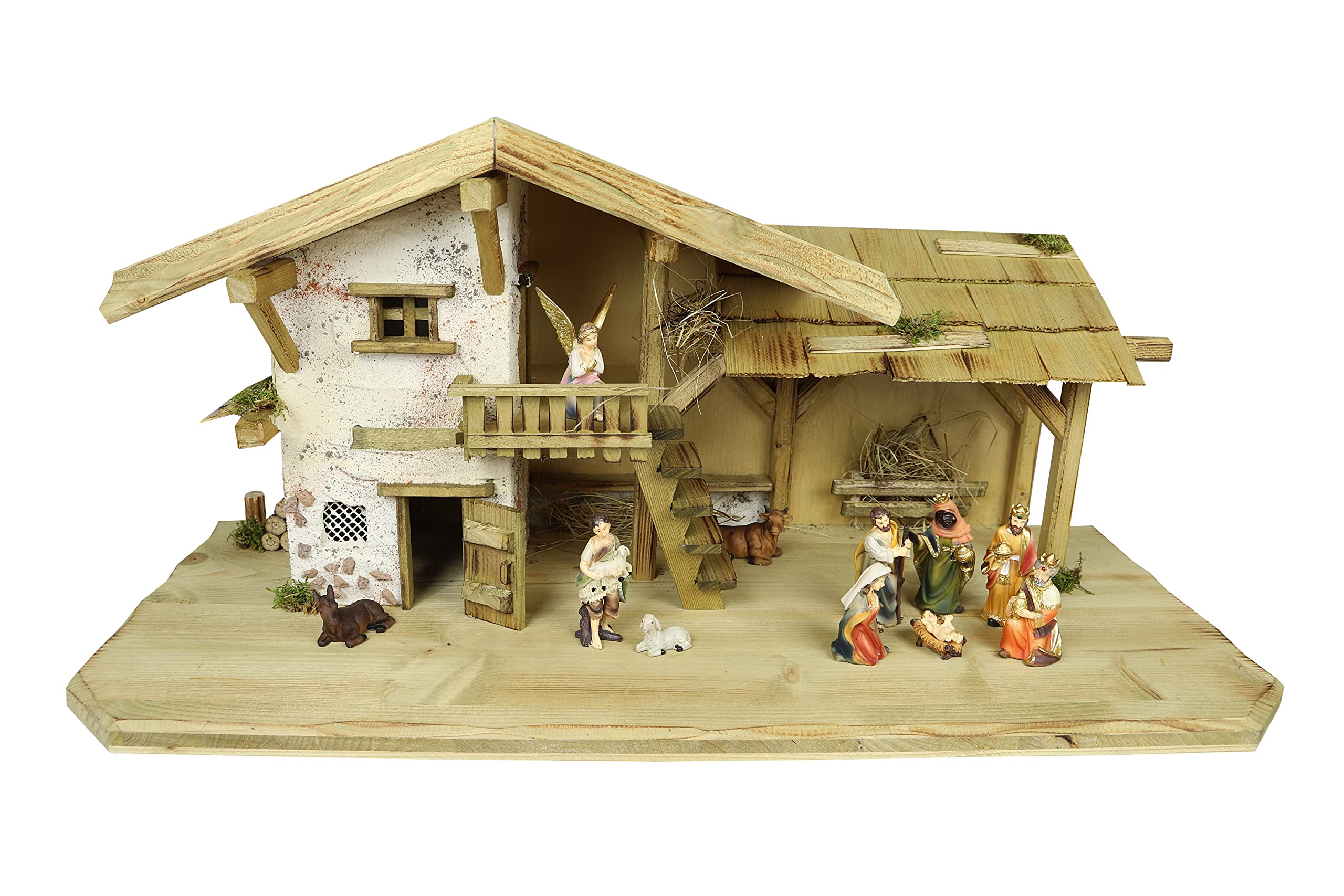 Weihnachtskrippe Krippe Krippenstall (W27+9cm Figuren) Weihnachten Weihnachtskrippen Krippenfiguren Tischkrippe