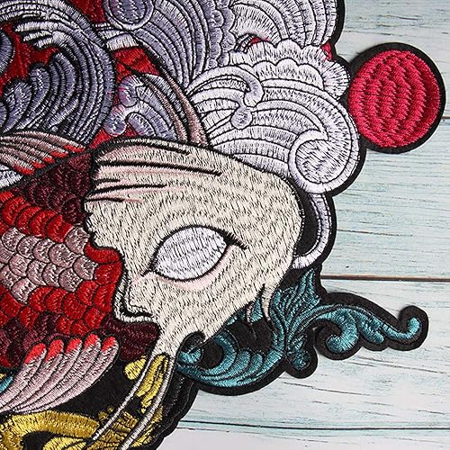 Miniatura 7 de Wixine Parche bordado de pez Koi japonés para coser con apliques, insignia, bricolaje, decoración de manualidades
