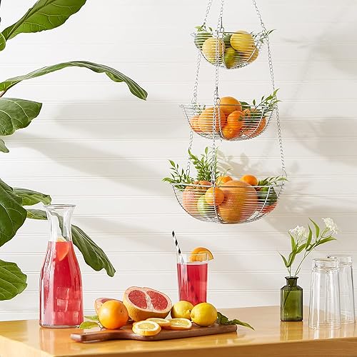 Miniatura 4 de RSVP Colección de almacenamiento colgante internacional de 3 niveles, alambre tejido cromado