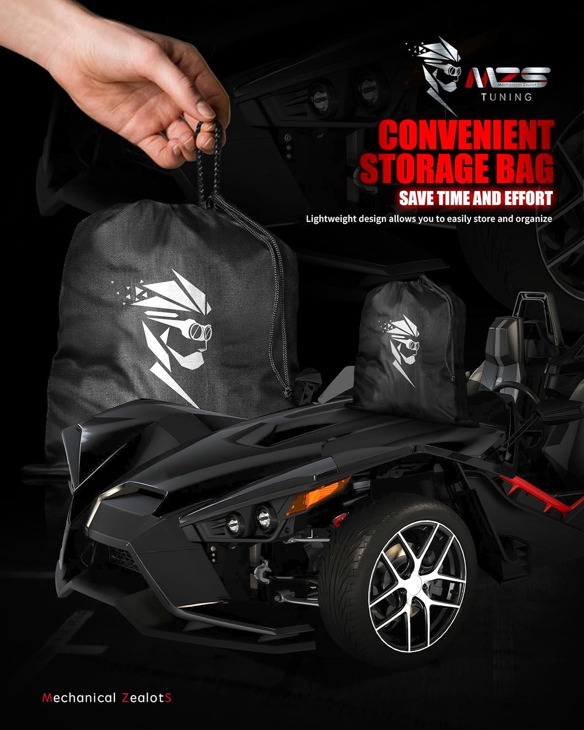 MZS Full Cover Compatible with Slingshot S SL SLR R 2015-2026, Heavy Duty 600D Waterproof Slingshot Cover Storage Accessories, All Weather Outdoor Protection Covers with Windproof Vents Reflective