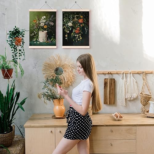 Miniatura 3 de 418CY-GQ2 - Rollo de papel higiénico de flores silvestres vintage para baño y ducha, póster de arte de pared de lienzo verde oscuro Moody