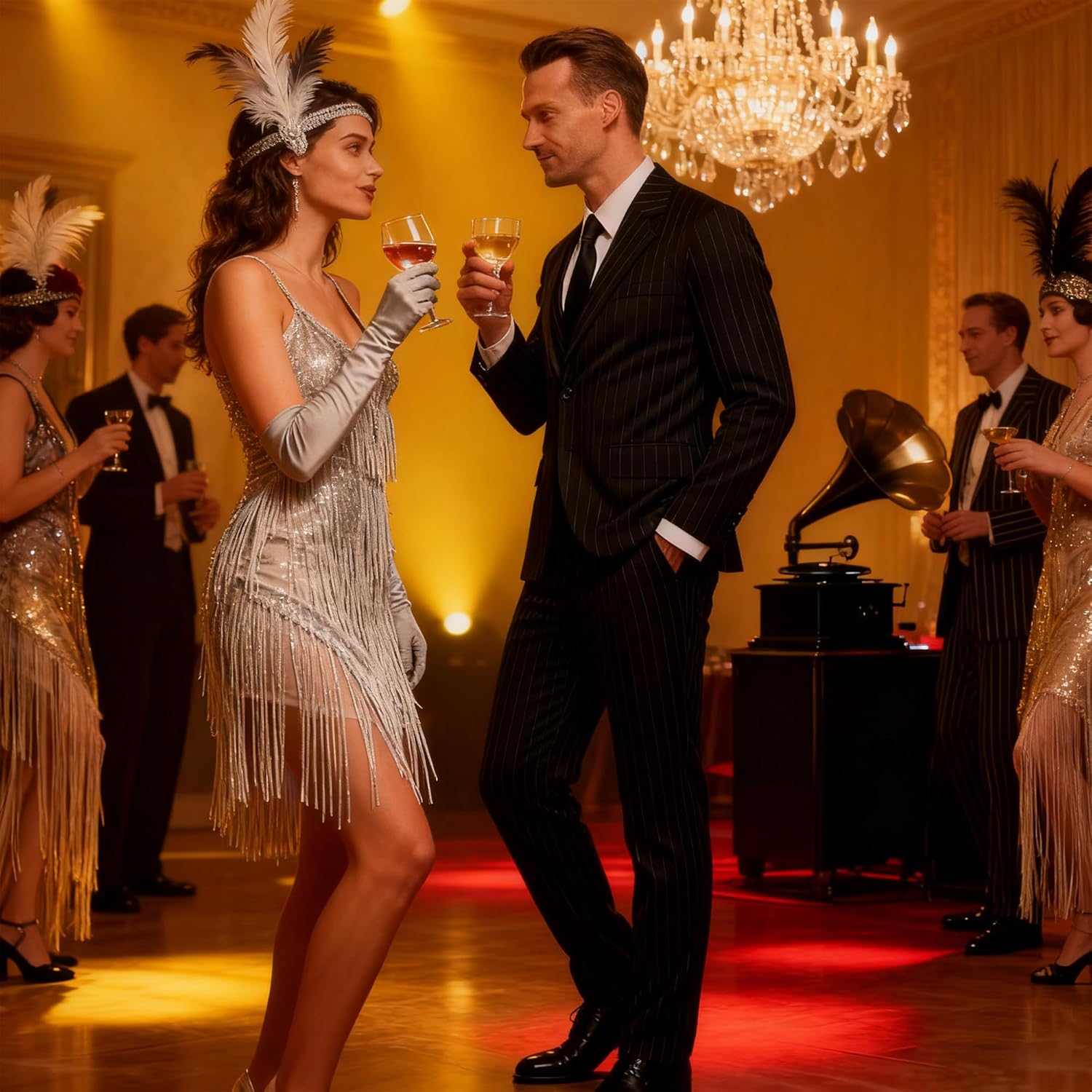 Wizland Gangster Costume Men,Adams Family Costumes Adult,Roaring 20s Outfit for Parties - Image 4