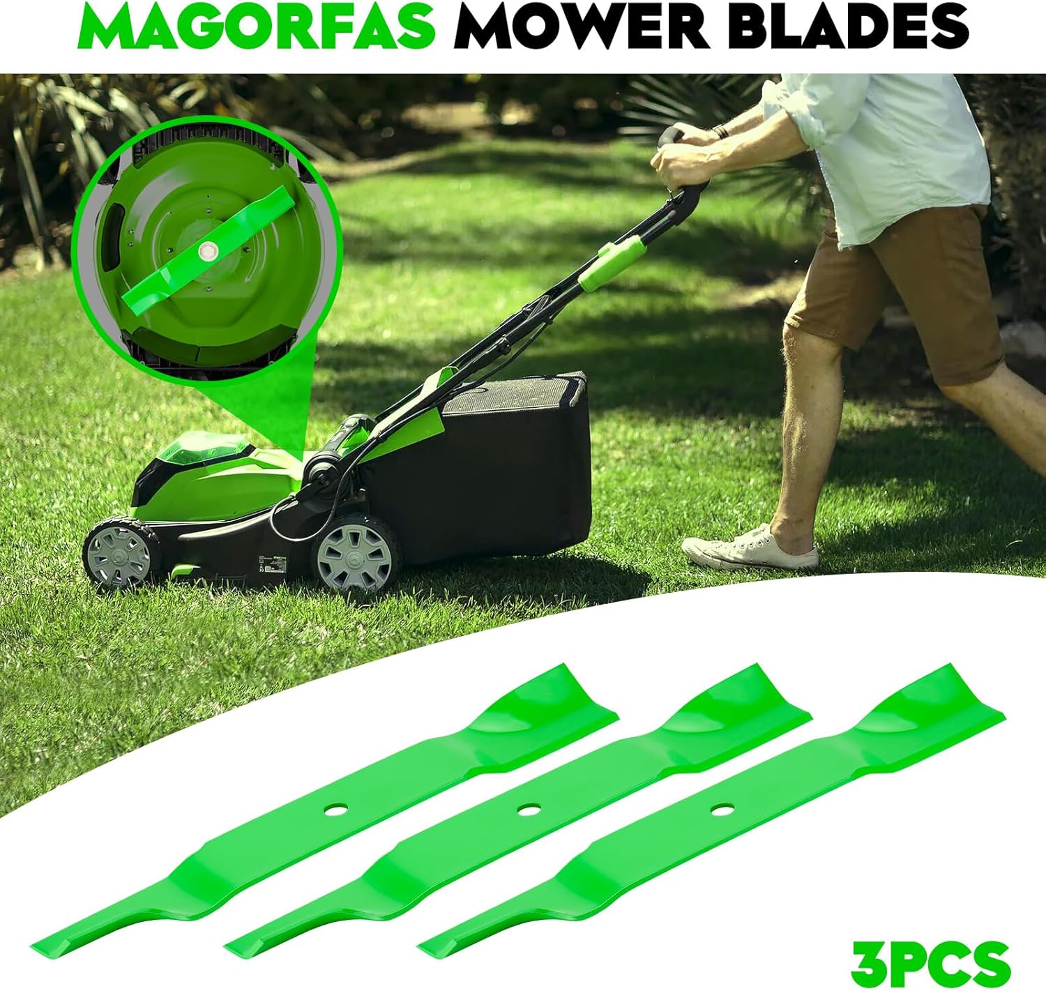 Lawn Mower Blades High Lift Blades with 60 inch Decks Fits for 742-04415 01005338 01005338P 02005019 942-04415 for Cub Cadet DS60 M60-CT M60-KH M60-KHEFI M60-KW LC, 3 PCS