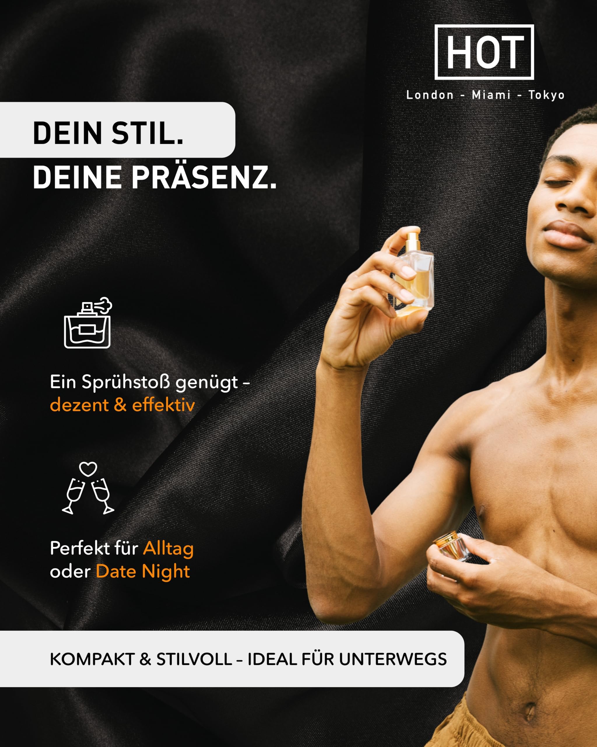 HOT Pheromone Parfum London Man 30 ml I Maskuliner Herrenduft mit vielschichtigen Duftnoten & Pheromonen I Für unbeschreibliche Anziehungskraft I Parfum Herren