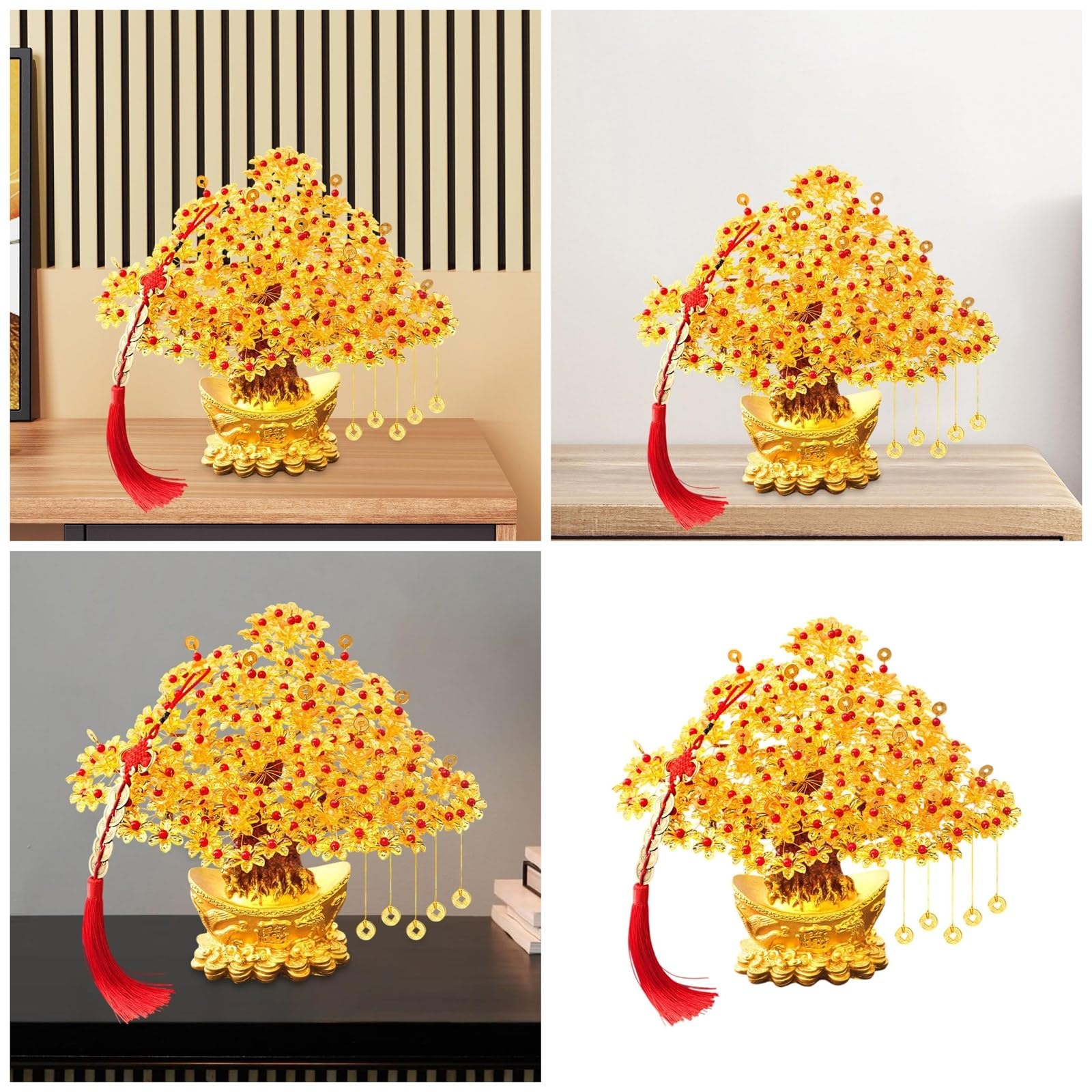 Money Tree Resin Accessories Set Money Tree Statue Luck Tree Sculpture For Bedroom Living Room Office Decoration