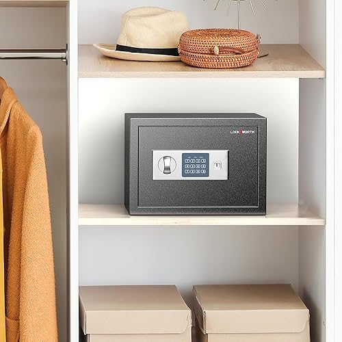 Miniatura 6 de Caja de seguridad para el hogar, caja de seguridad de 0.6 pies cúbicos, caja de seguridad digital para dinero, joyas, documentos y armas, caja