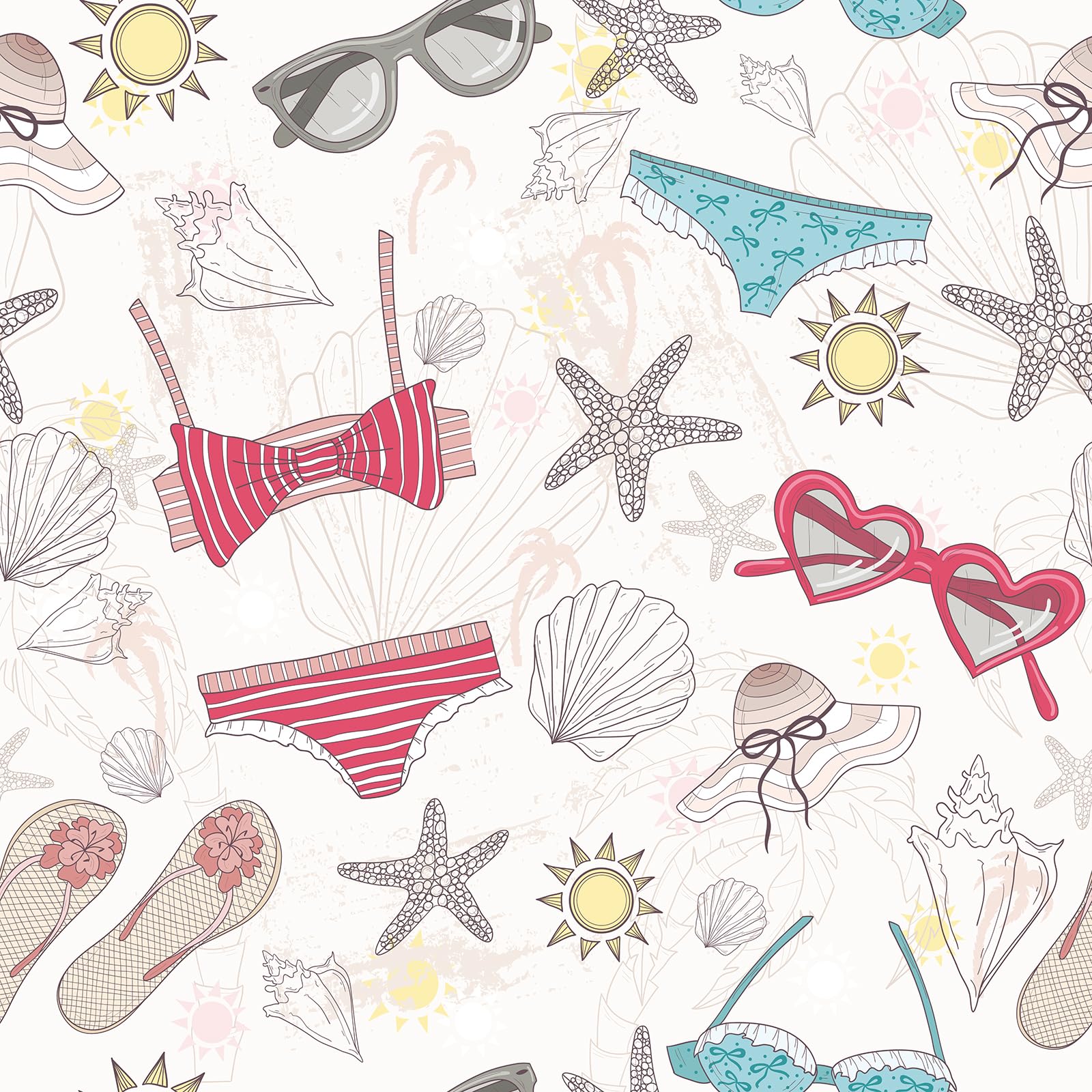 Film adhésif meuble blanc motif bikini coquillage ReWallpaper