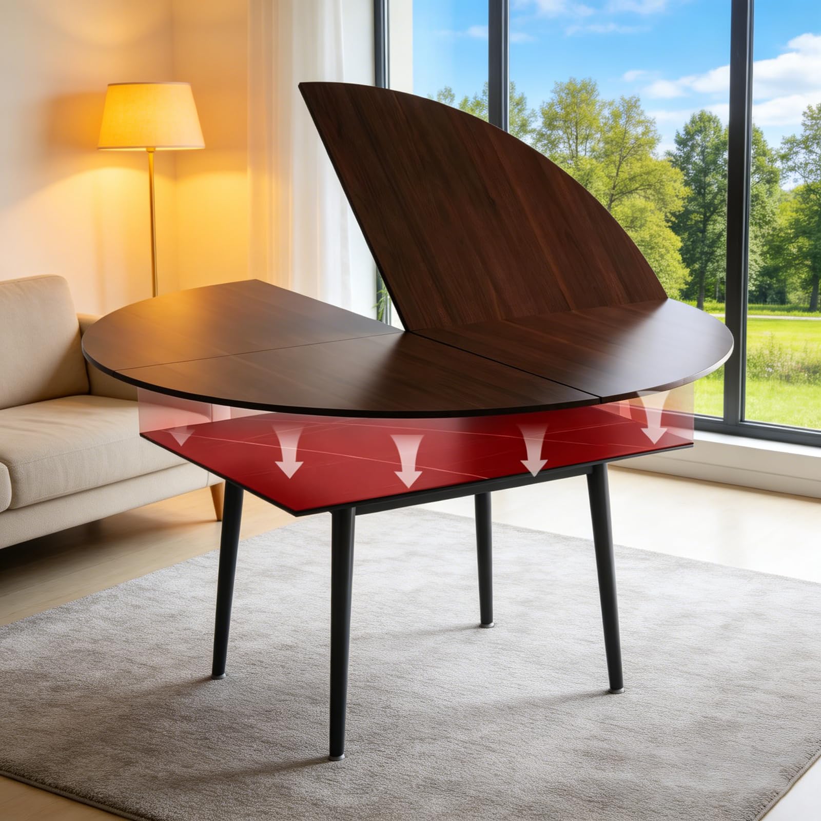 Plateau de table pliable pour agrandir facilement les repas de famille au salon