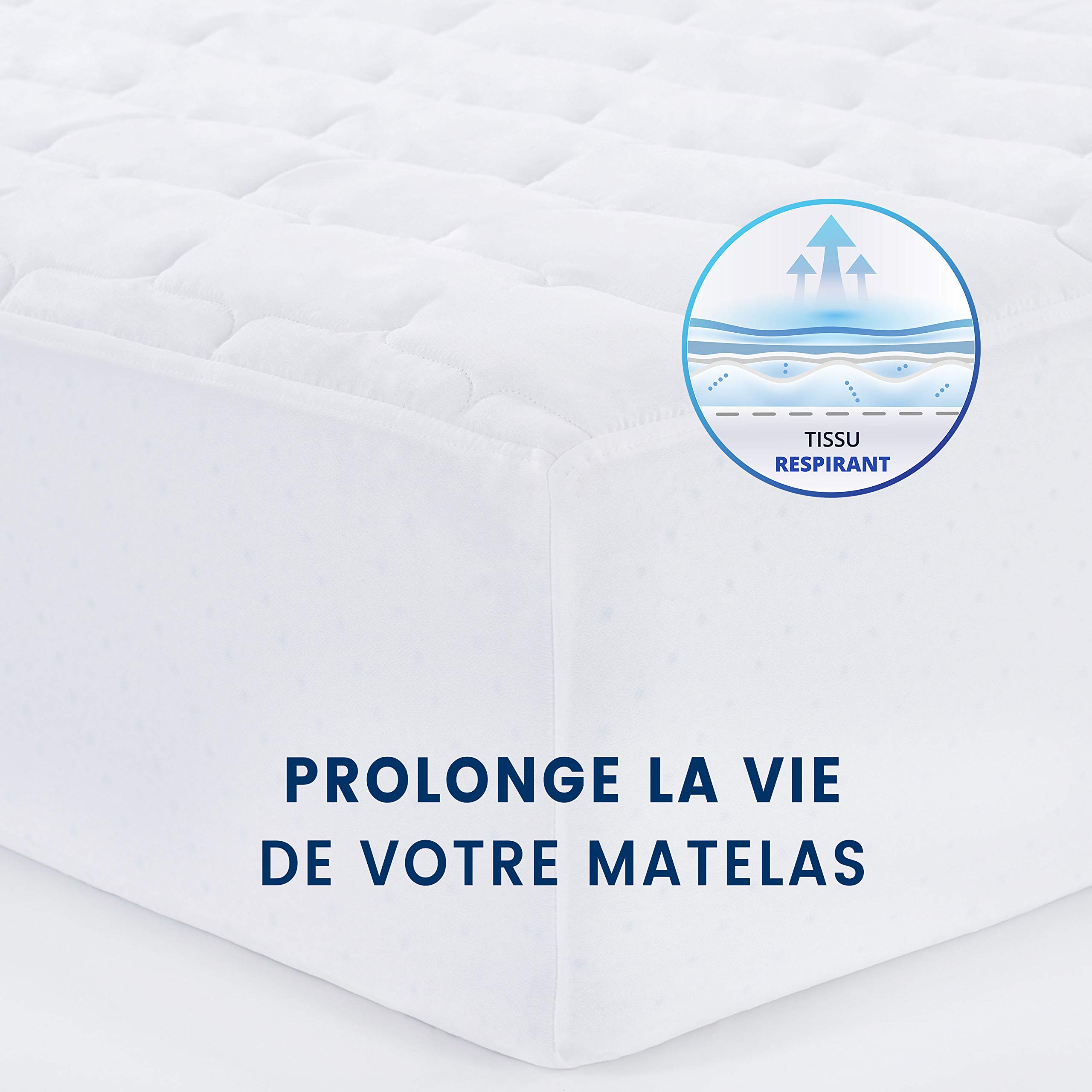Mello MicroMat - Protege Matelas 80x200, Imperméable, Molletonné et Silencieux, Alese de Qualité Supérieure, Surmatelas 80x200, Protege Matelas Respirant, Matelassage Épais (200g/m2), Lavage Facile