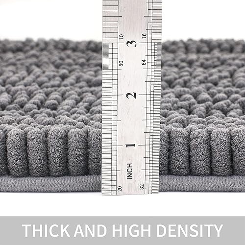 Miniatura 3 de TENGTENGLINK - Tapetes de felpilla gruesa y suave para baño, tapetes de ducha y puerta antideslizantes ultra absorbentes, 16x24 pulgadas, gris oscuro