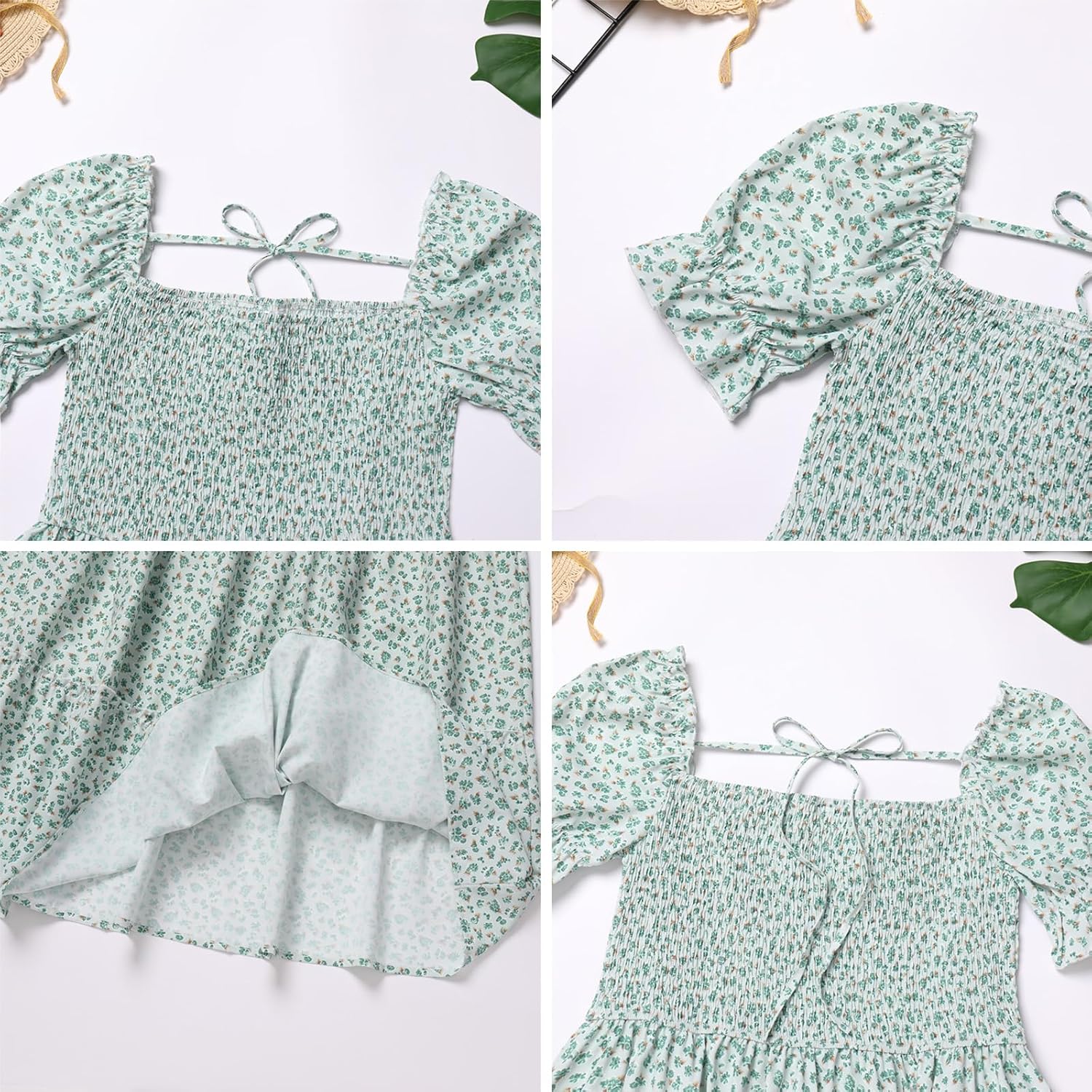 AWIBMK Mommy and Me Dress Summer Casual Floral Print Flutter Sleeve Ruffle Flowy Beach Hawaiian Vacation Dresses - Image 5