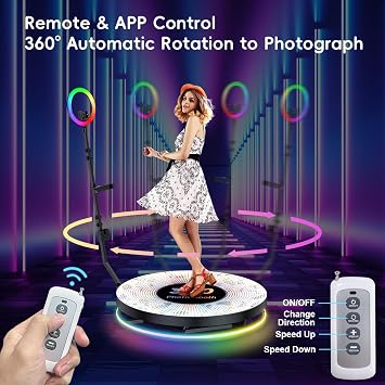 360 Photo Booth Machine for 1-4 People with APP Remote Control, 31.5inch/80cm 360 Photo Booth with Flight Case, Slow Motion Rotating Video Booth,Free customized logo