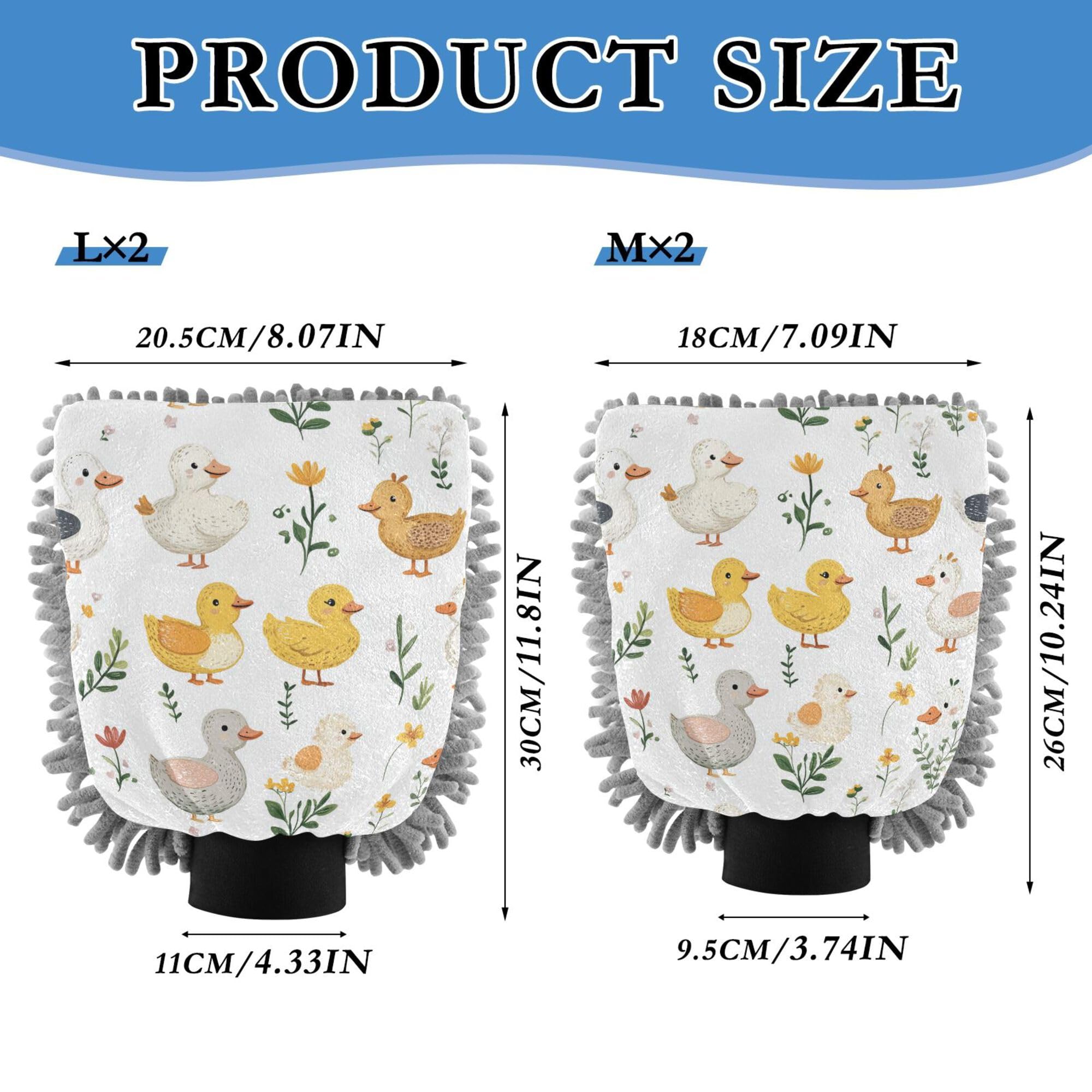 Cartoon Cute Pet Duck White Microfiber Car Wash Mitt 2 Pack Car Clean Gloves Scratch-Free Washer Sponge for Auto Supplies