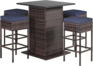 12 Backyard Stamped Concrete Patio Ideas for Durable Modern Style 94 RELAX4LIFE 5-Piece Outdoor Bar Set, Wicker Rattan Bar Height Patio Set w...