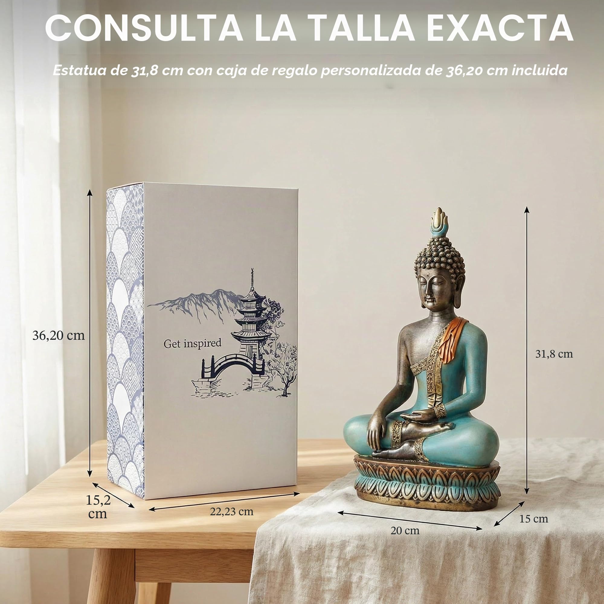 25DOL - Figura de Buda para hogar, de 31,75 cm (Momento de la iluminación), coleccionables y Figuras, decoración de meditación Espiritual para salón, Zen, Yoga, hindú, Asia Oriental