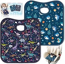 2 Pack Potty Training Car Seat Protector Waterproof Liner for Toddlers, Waterproof & Leak-proof Liners with Non-slip Base, Machine Washable, Fits All Baby Carseat, Dinosaur & Shark