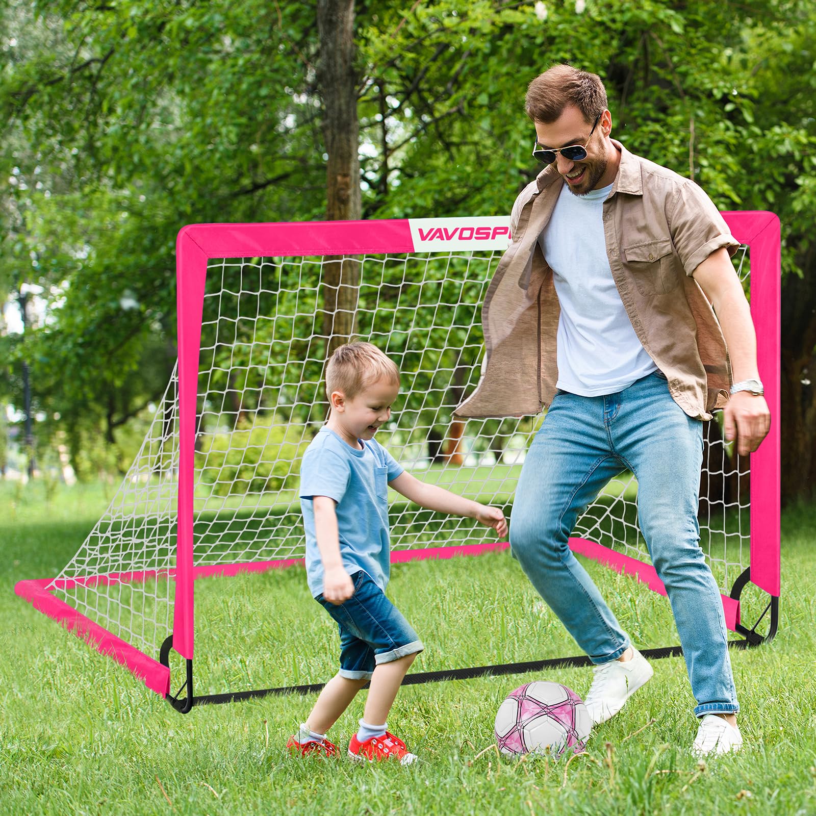 Soccer Goals for Backyard Set - 2 of 5' x 3.6' Portable Soccer Goal Training Equipment, Pop Up Soccer Net with Soccer Ball, Soccer Set for Games, Sports view 5