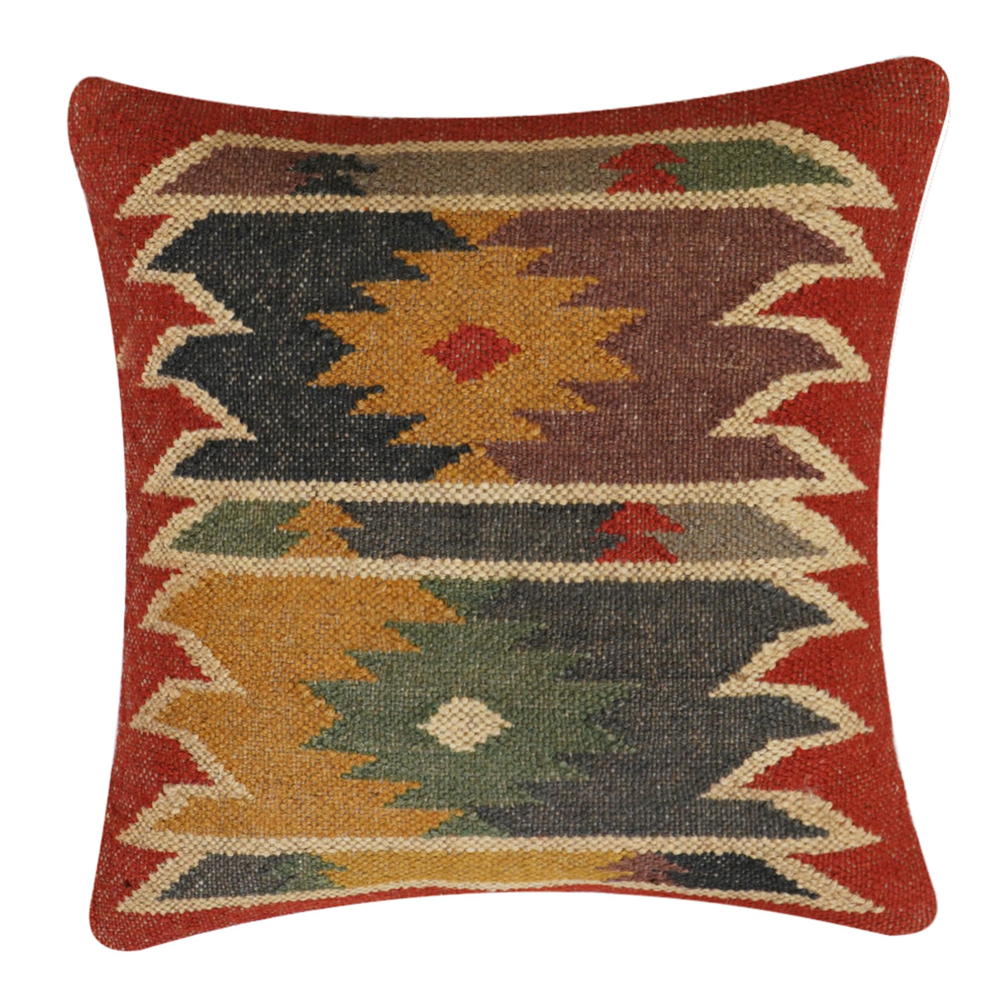 4er Set Jute Kelim Kissenbezug, Vintage Kelim Kissenbezug, handgewebtes türkisches Kissen