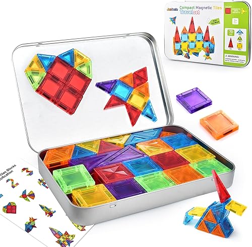 Juego de construcción de azulejos magnéticos, 70 piezas, juguetes educativos STEM para niños a partir de 3 años, multicolor