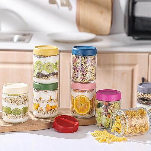 Miniatura 7 de Tarro de vidrio portátil de 4 onzas, 8 unidades, para aderezo de ensalada, hermético, a prueba de fugas, con tapas, reutilizable, para lonchera,