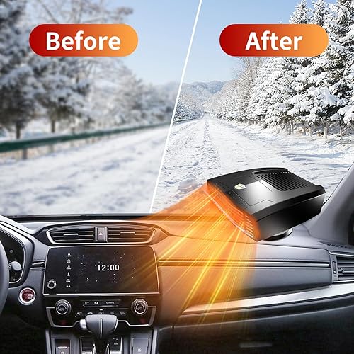 Miniatura 7 de OBEST Calentador de coche de 12 V que se conecta al encendedor de cigarrillos, desempañador portátil de 150 W, calentador automático de enchufe de 3