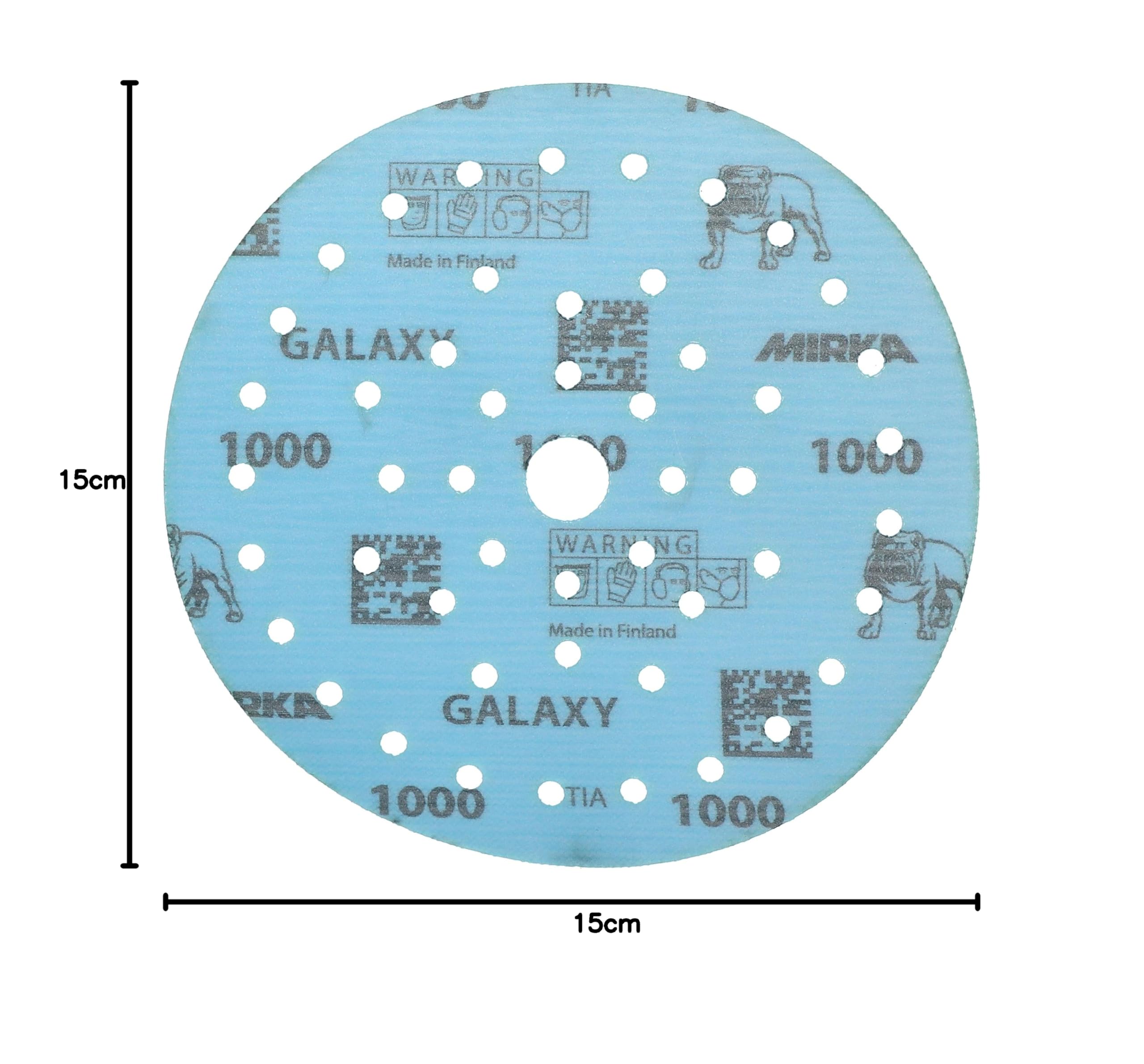Mirka Galaxy papier ścierny epoksydowy 150mm rzep ziarnistość 1000 do szlifowania żywic epoksydowych, drewna, epoksydów, rivertable / 50 szt. krążków ściernych | Idealnie nadaje się do szlifowania drewna z żywicy epoksydowej i Rivertable, wysoka odporność