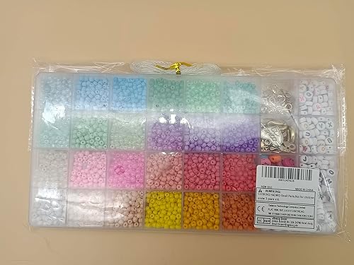 Miniatura 8 de Funtopia Kit de 4000 cuentas de semillas de 0.157 pulgadas para hacer pulseras, cuentas de vidrio pequeñas de 24 colores para hacer joyas, kit de
