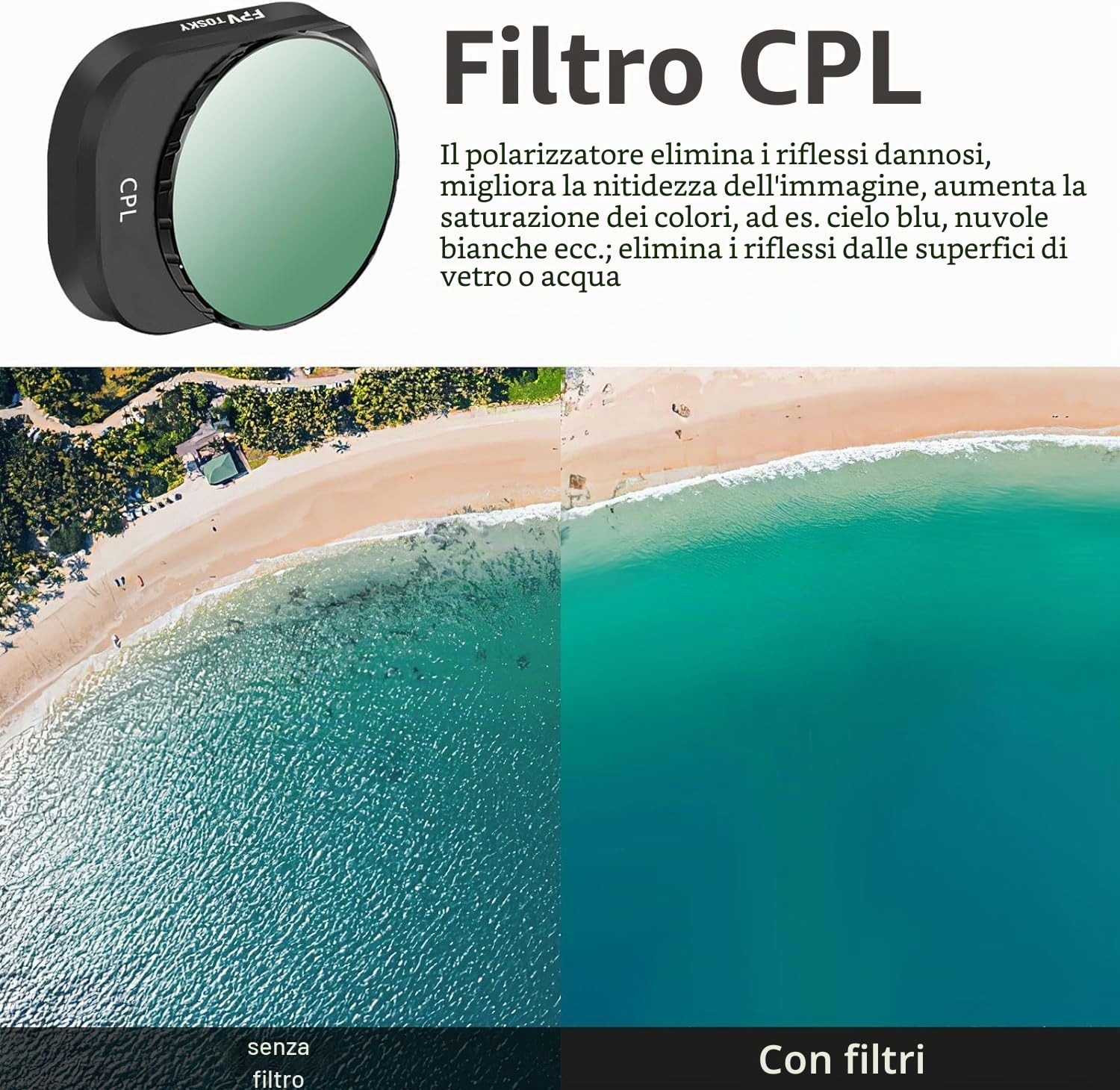 FPVtosky Mini 4 Pro set di filtri, mini 4 filtri ND multistrato, set di filtri CPL per droni DJI Mini 4 Pro, confezione da 6 (CPL, ND16, ND32, ND64, ND128, ND256)