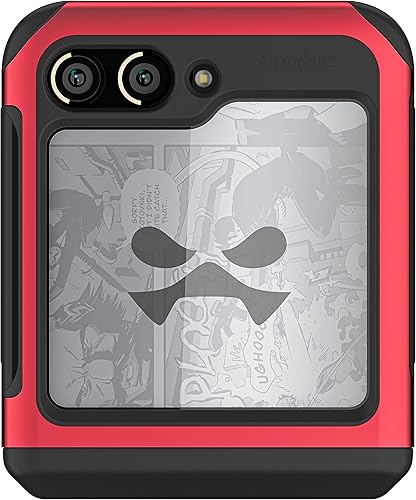 Miniatura 2 de Ghostek ATOMIC - Funda delgada para Samsung Galaxy Z Flip 5 transparente con parachoques de metal de aluminio rojo, de alta calidad, resistente,