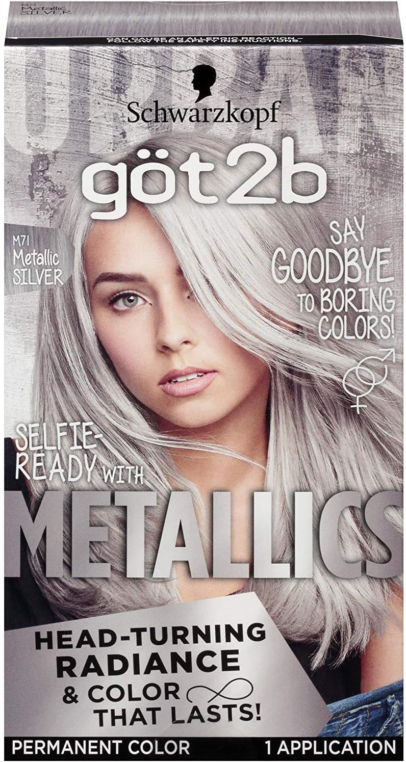 Got2b Metallic Permanent Hair Color, M71 Metallic Silver (Pack of 2)