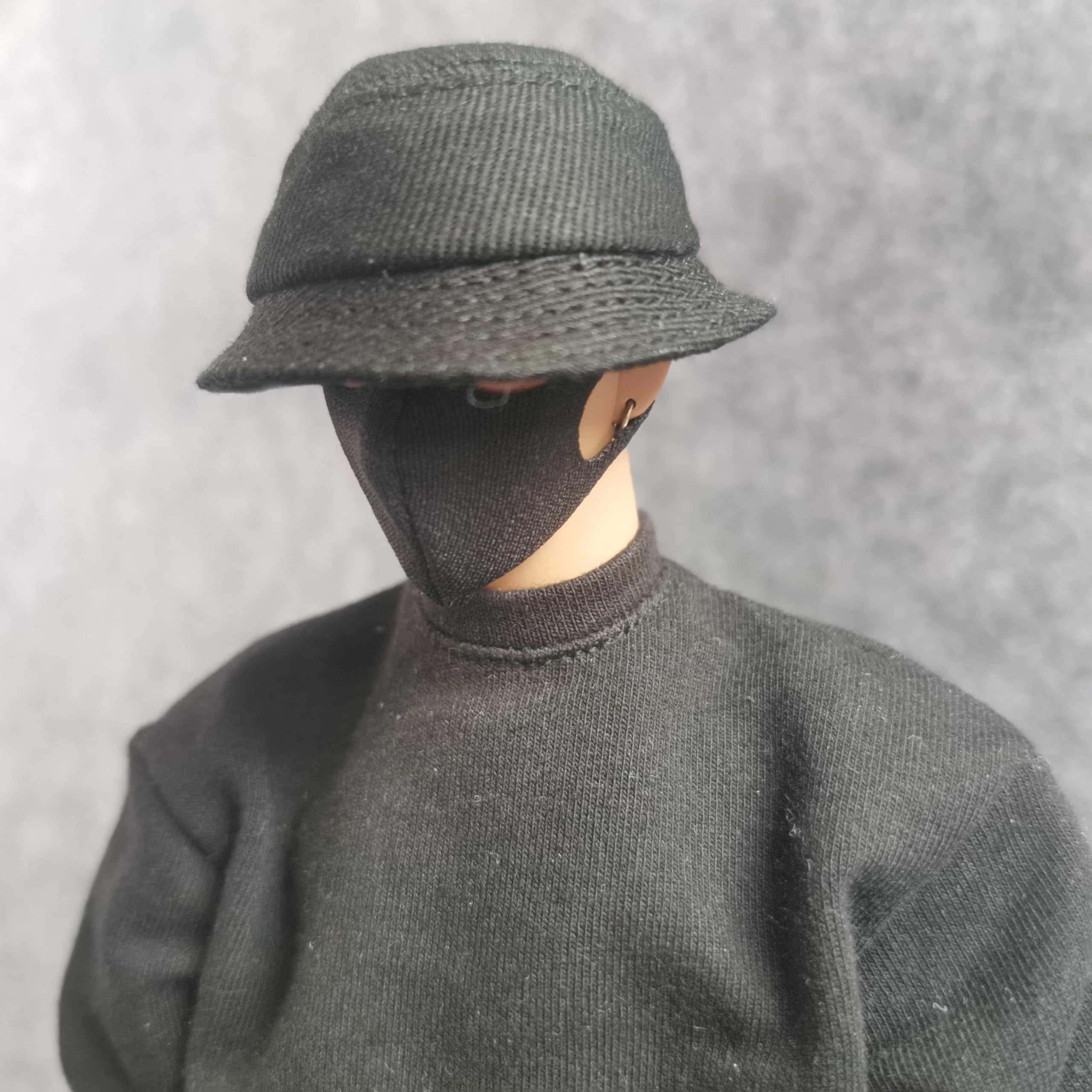 SSbeauty M1/6 Custom Scale Fisherman Hat + Mask for 12" Male Female Phicen TBLeague Action Figure Doll Toy (Black)
