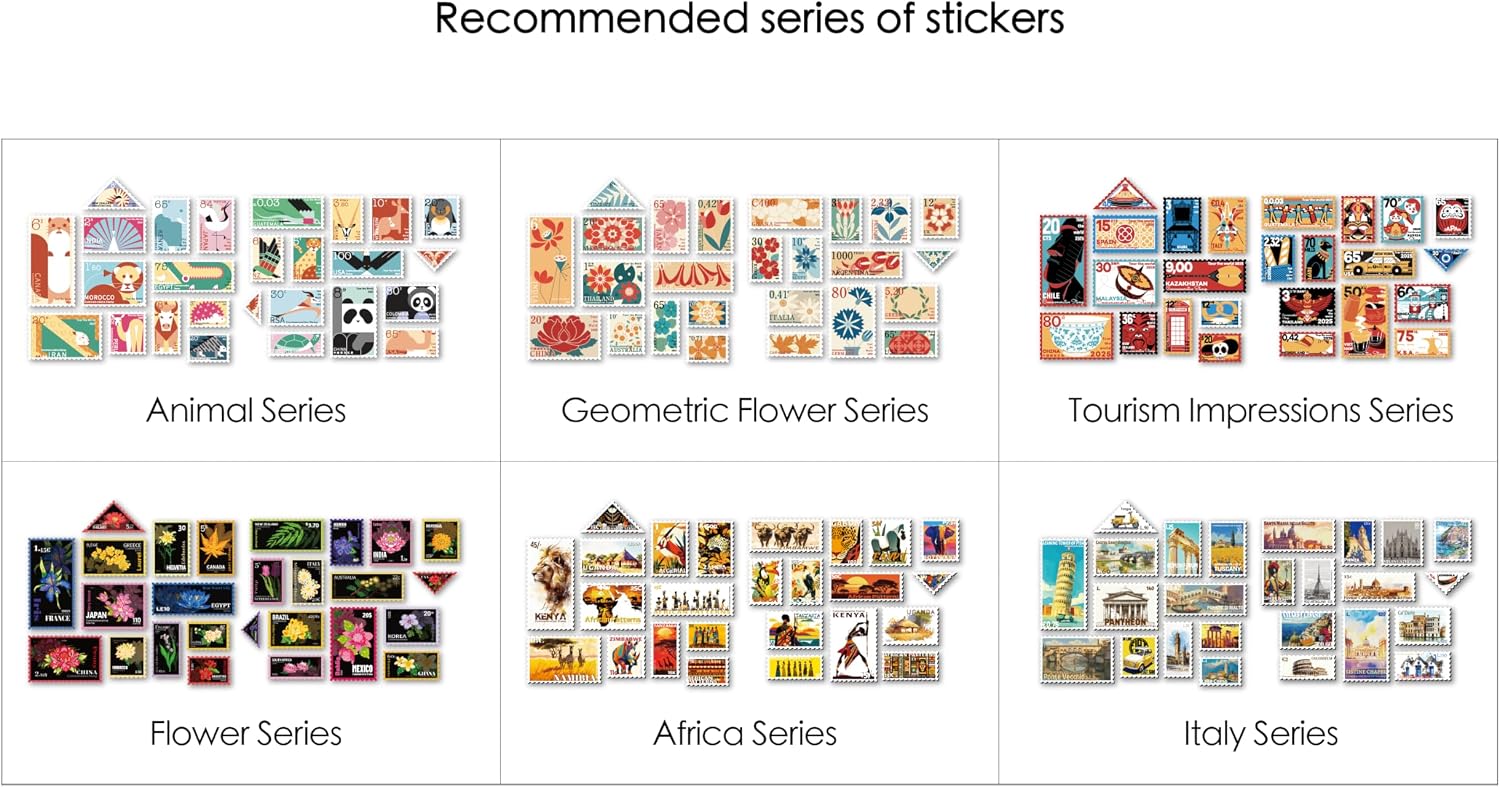 33Pcs Travel Stickers for Luggage Global Heavy Duty Suitcase | Waterproof Vinyl Decals, Large Retro Stamp Design, Cultural Icons, No Residue